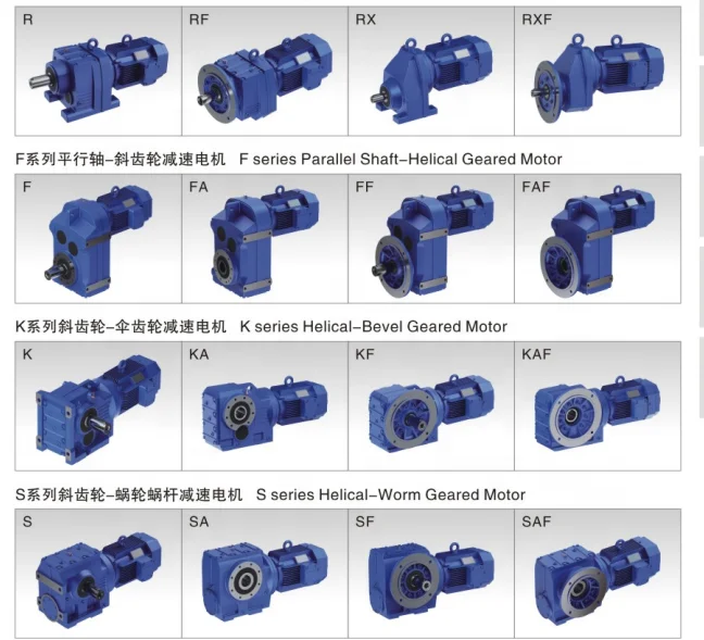 Foot Mount Shaft Dia 18mm 22mm 28mm 32mm 40mm 50mm 100W ~ 3700W Horizontal Vertical Single Phase 3-Phase AC Helical Gear Motor