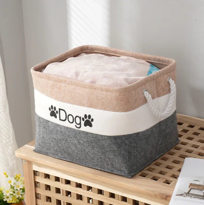 Eco-Friendly Dog Round Felt Storage Bins Basket