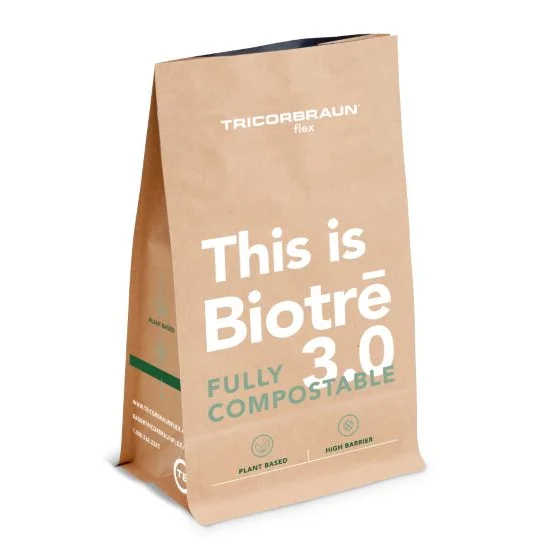 Custom Printed Compostable Recyclable Food Grade Brown Kraft Paper Aluminum Foil Flat Bottom Packing Pouch Bag For Coffee Tea