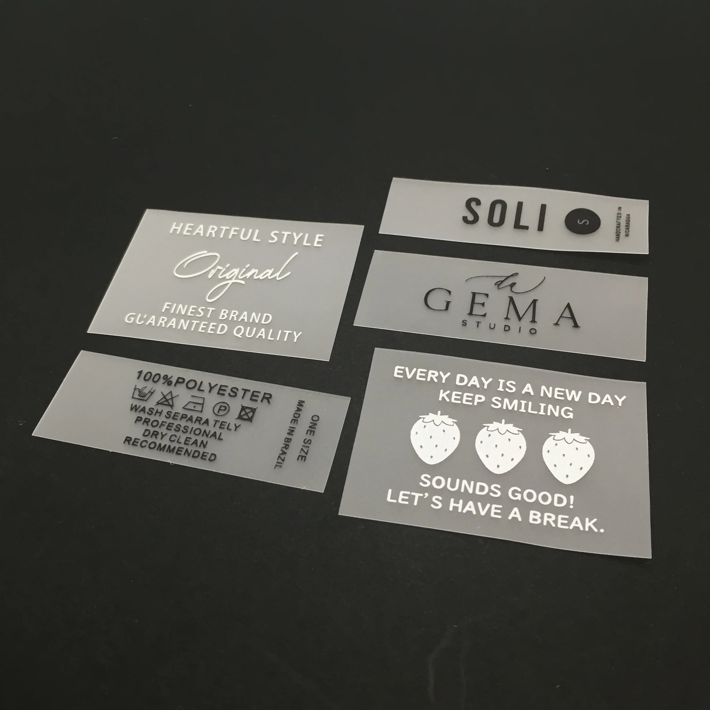 Custom Printed  Soft Plastic Transparent Wash Care Label TPU Clothing Label