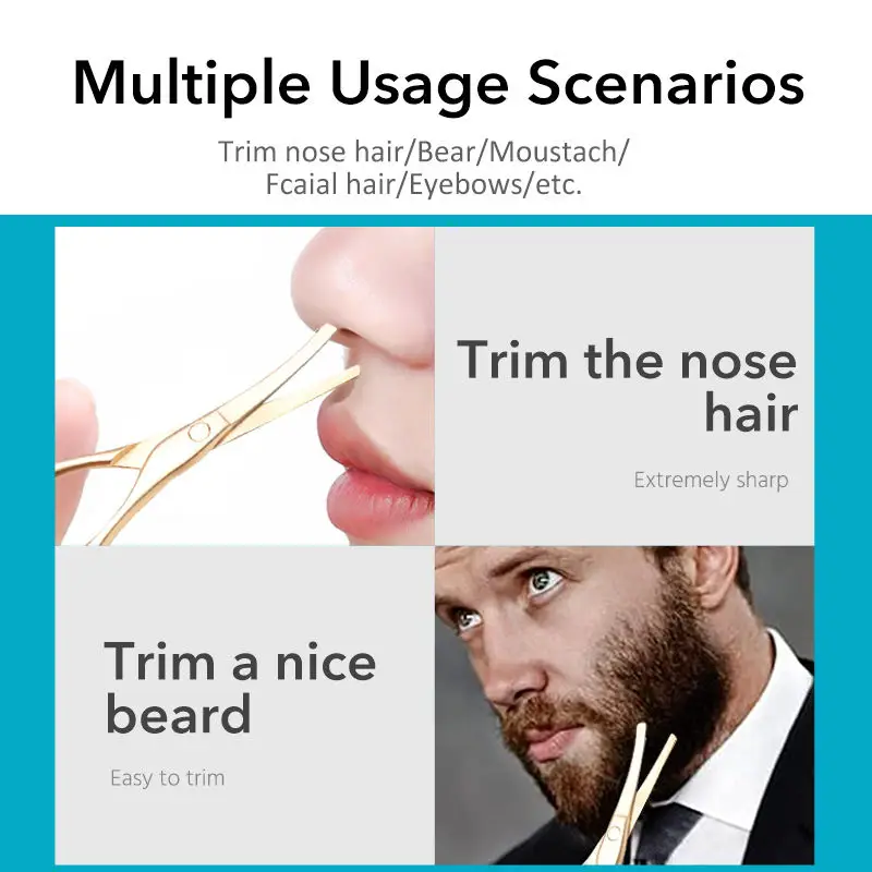 1PCS Professional Rounded Facial Nose Hair Scissors Stainless Steel Eyebrow Scissors Multifunctional Beauty Scissors