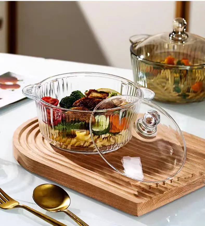 Hot Selling  Double Ear Handle Noodle Soup Salad Glass Bowl