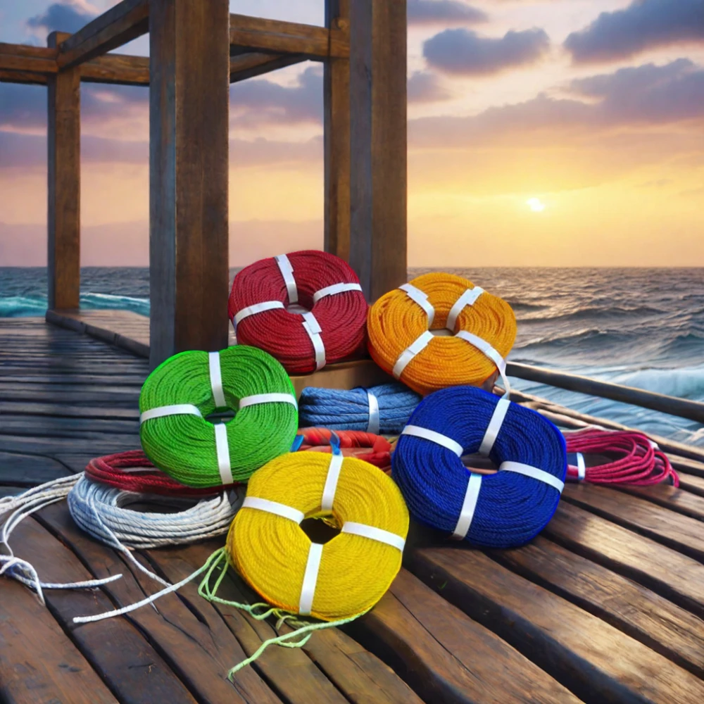 PE Rope For Sale 3 Strand PE Plastic Rope Twist Fishing Blue polyethylene High Strength Packaging Color Rope 6MM 8MM 16MM