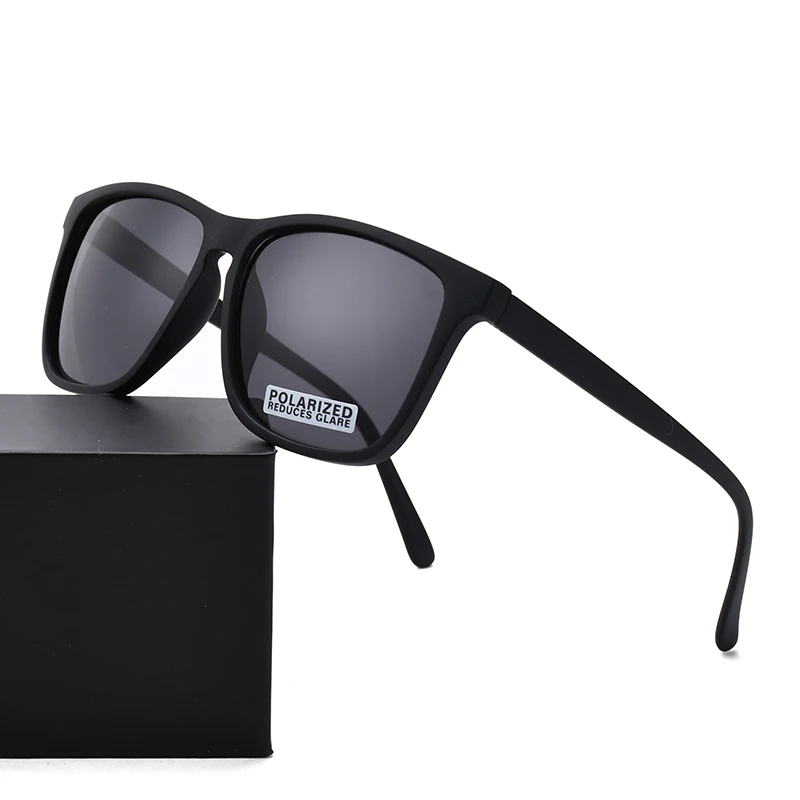 2024 New arrival square type custom brand fashion polarized oversized black one piece sunglasses men