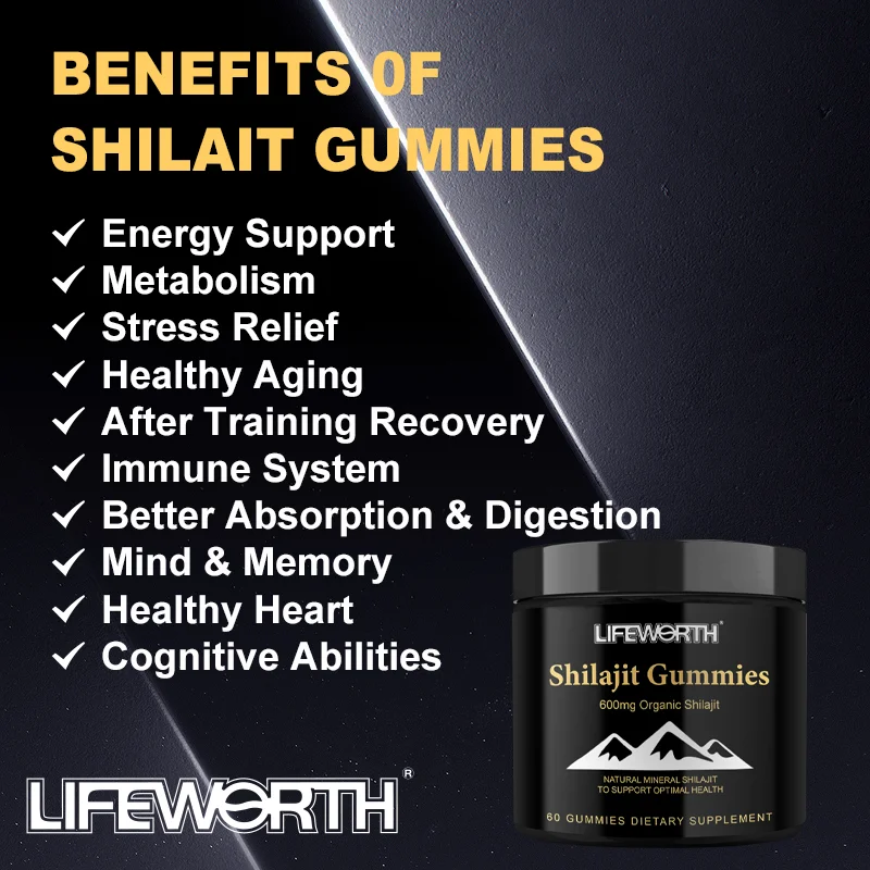 Lifeworth private label Shilajit Gummy Fulvic Acid Shilajit Resin Pure Himalayan Shilajit Shilajeet Salajit