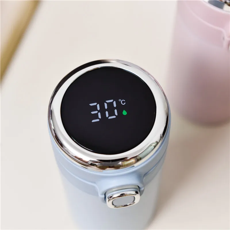 OEM 420ml Straight Cup Smart Drink Ware Double Wall 304 Stainless Steel Temperature Water Bottles