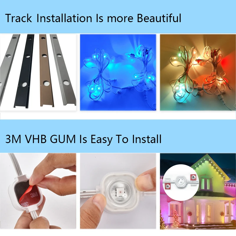 Permanent Christmas Lighting Ip68 Smart Wifi Controller House Exterior Led Lights Pixel Permanent Outdoor Holiday Lights