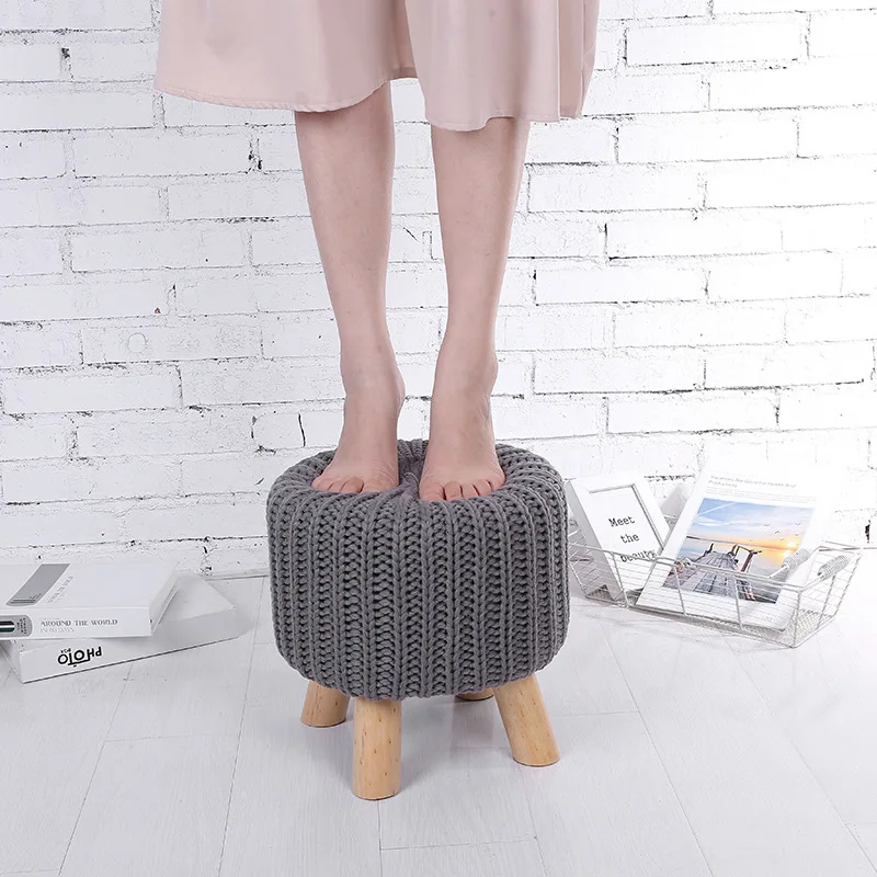 Competitive price knit pouf ottoman knit ottoman with legs knit ottoman stool With Discount