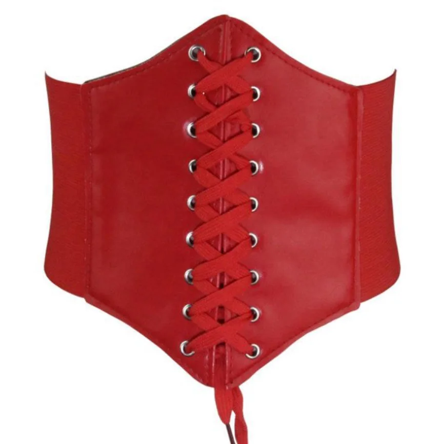 Big Wide Elastic Waist Belt Lace-up Tied Waspie Corset Stretch Web Belts for Women Halloween