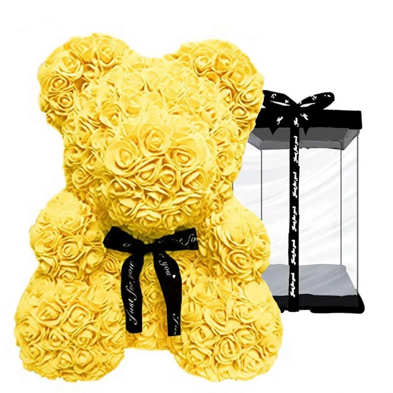 2024 Red Rose Teddy Bears With Box Flower 25Cm Valentines Day Foam Heart Pink Gift Artificial San Valentin Mini Rose Bear Toy