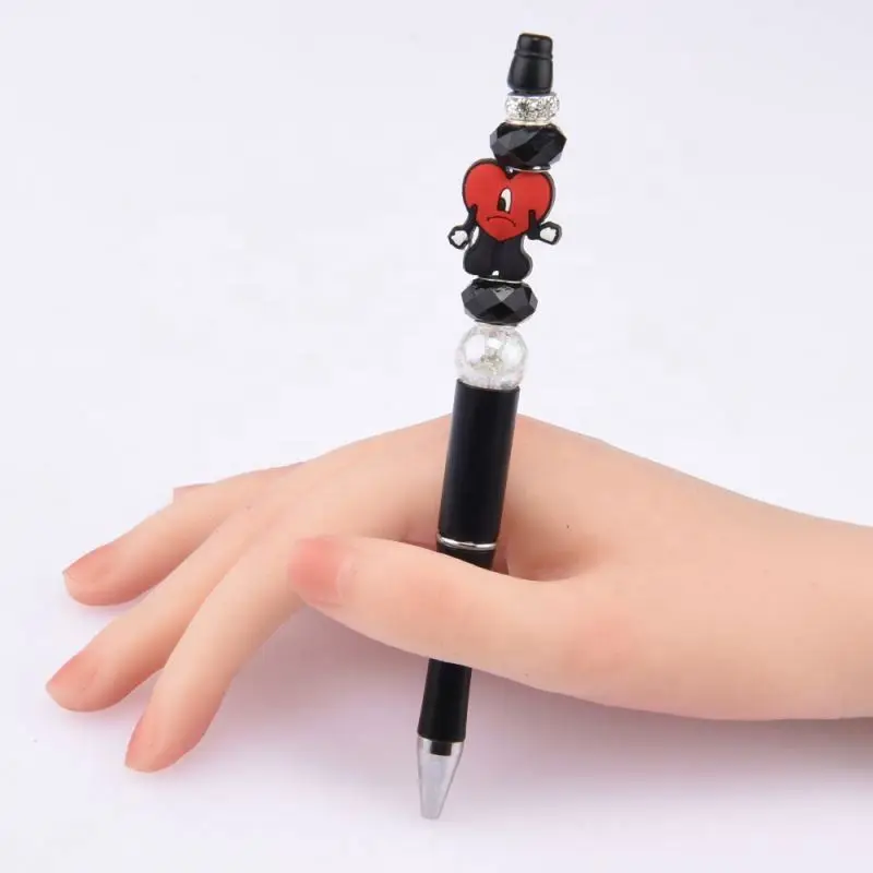 pvc silicone Hot selling BPA free silicone solid pattern round abacus 12mm 15mm letter beads 14mm custom focal for DIY jewelry