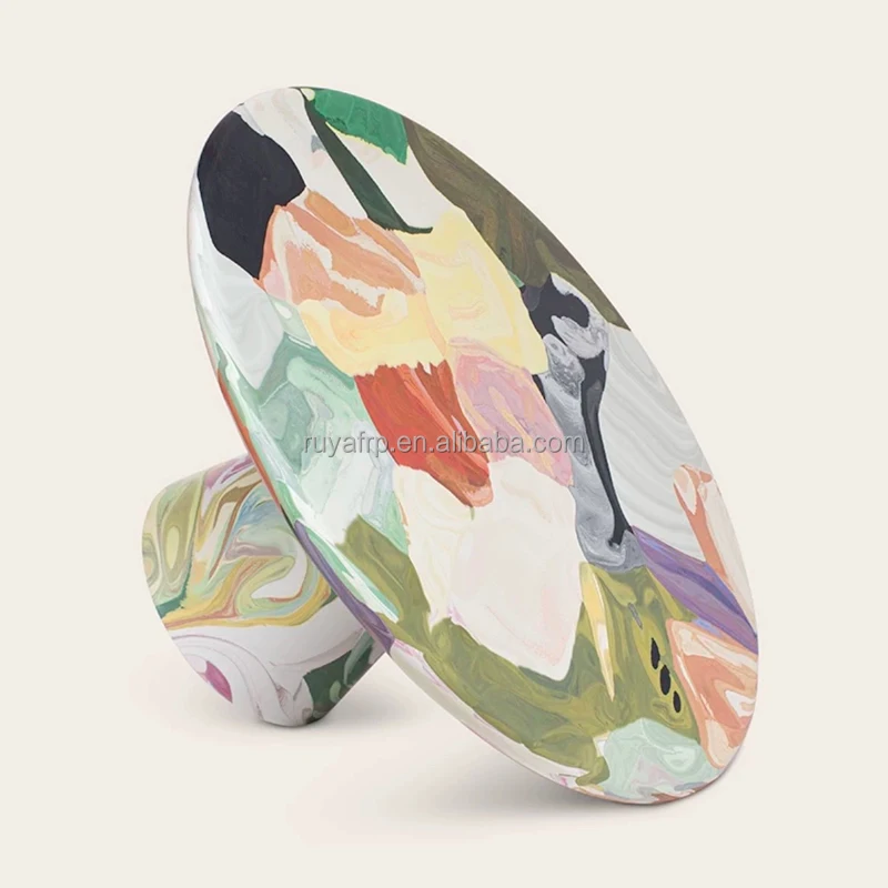 Stylish Round Coffee Table with Custom Artwork Ideal Accent Furniture for Living Area Combining Functionality and Artistic Flair