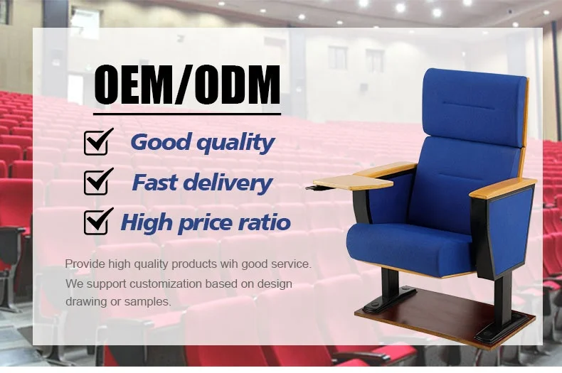 High Back Modern Armrest Auditorium Chair Theater Seating With Writing Pad Foldable Conference Room Hall Chair