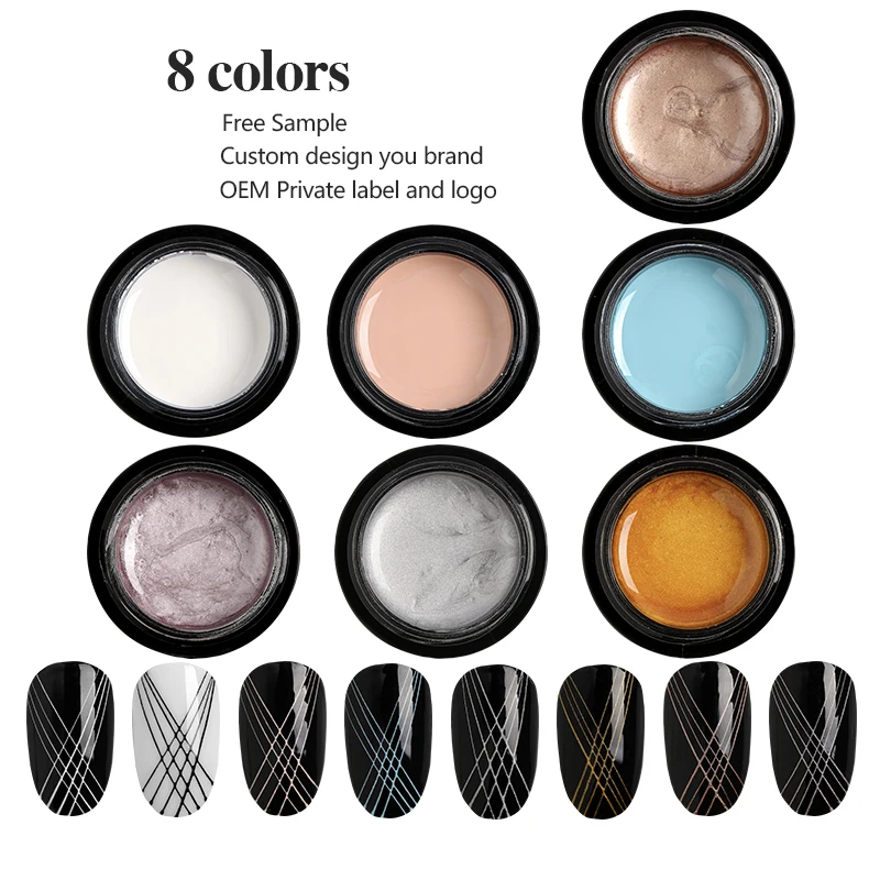 Design Art Soak Off 12 colors UV Metal Nail mud led  platinum metallic Painting Gel