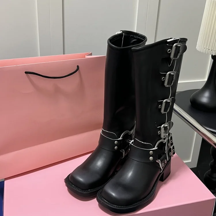 New Style 2024 Original High Quality Genuine Leather Luxury Designer Minmin Shoes Calf boots For Women Ladies