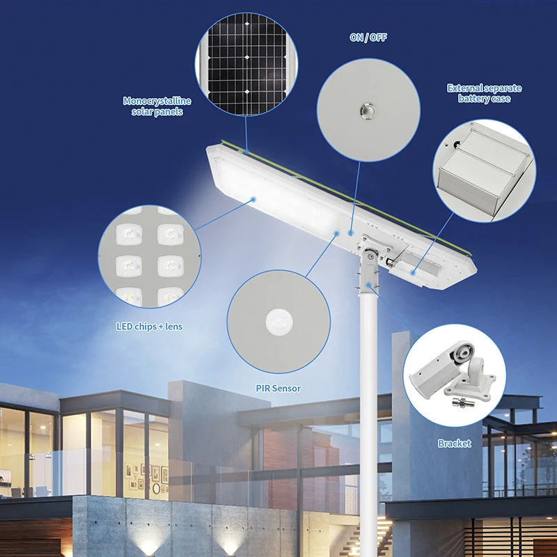 Hot selling high power  60W 100W waterproof ip65 solar street lamp Integrated  all in one solar lights outdoor