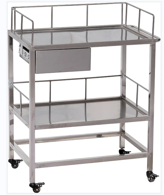 Hacemey stainless steel veterinary cat dog carrier surgical multilayer trolley  pet clinic hospital surgery medical instrument