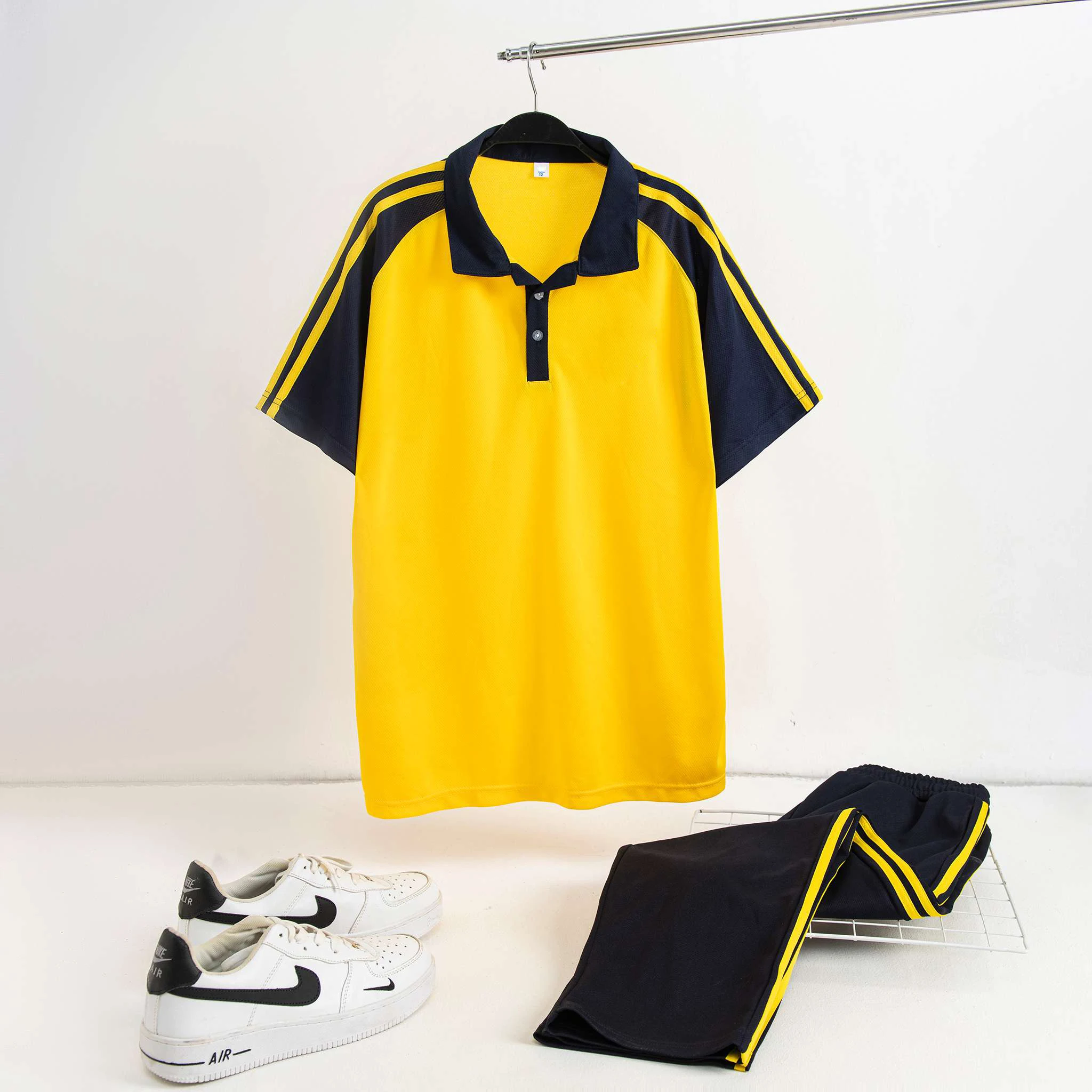 Student Sport Uniform Set-Short Sleeve Top Long Pants Comfortable Durable Fabric For School Activity & Physical Education Class
