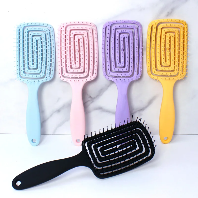 Black and gold cool shape hollow design hair oxygen brush hollowed out plastic massage hair brush rib women combs