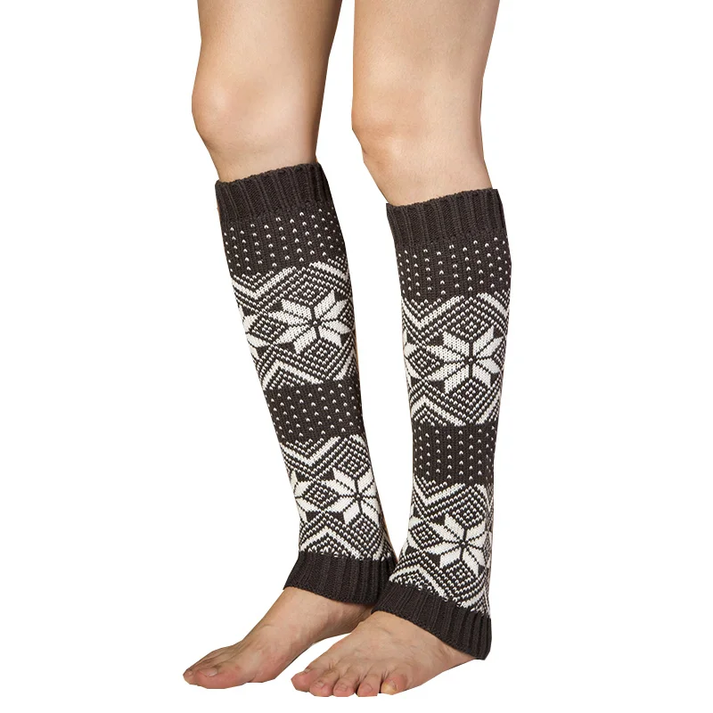 Women Classic Christmas Winter Leg Warmer Jacquard Snowflake Knit High Leg Warmer Wholesale