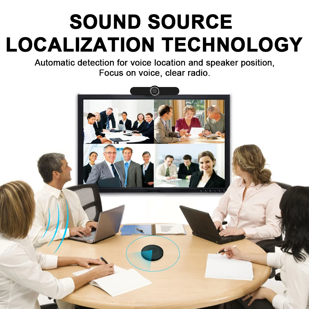 Desktop Omnidirectional Wireless USB Microphone HD Video Conference Speakerphone with High Quality Speaker