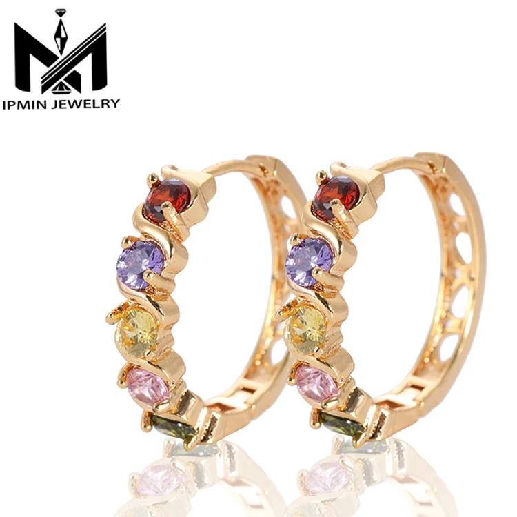 Redondos de fashion jewelry chapa de oro de zircon aretes para nina