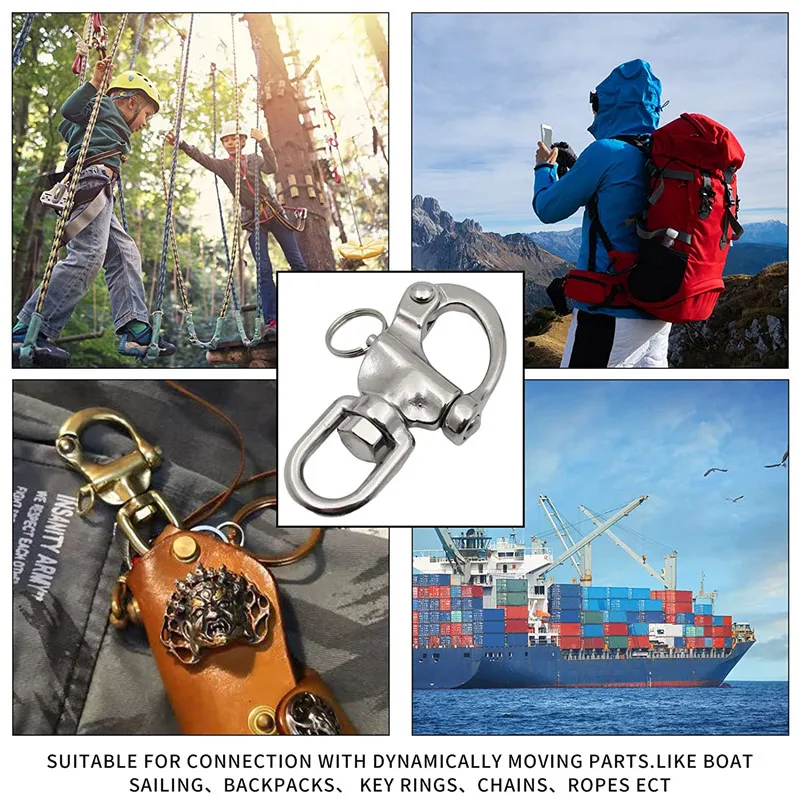 Boat Rigging 316/304 Stainless Steel Quick release Bail rope Swivel Eye Snap Spring Shackle
