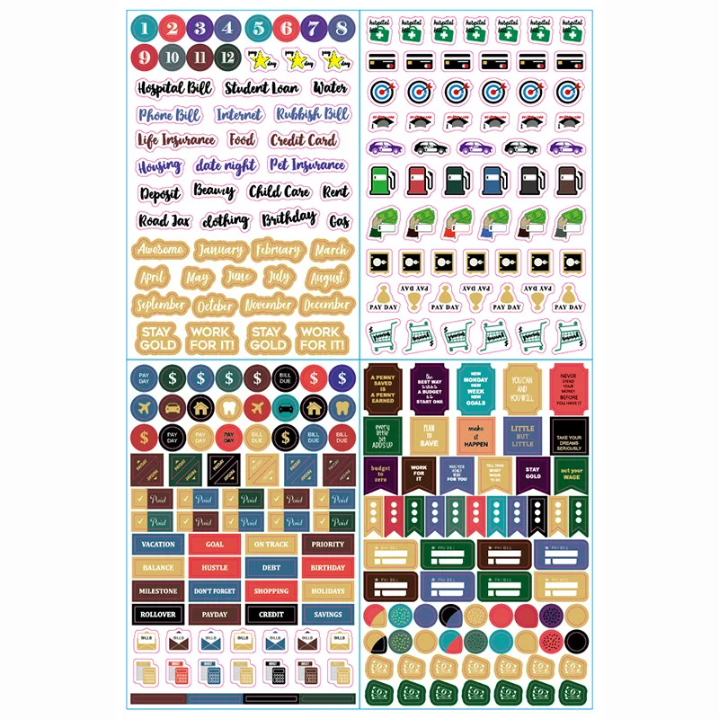 Customize 2025 Waterproof Hardcover Spiral Gold Bound Day Designer Money Budget Planner Journals With Stickers & Envelopes