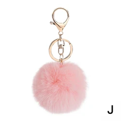 Furry Puff Ball Faux Rabbit Pink Fur Ball Pom Pom Keychain For Women And Girls
