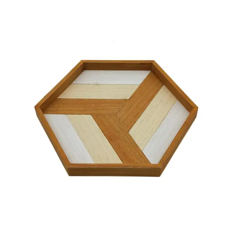 
Wooden hexagonal splicing tray can be used as a serving tray in a restaurant or as a decorative tray for cakes and cheese 