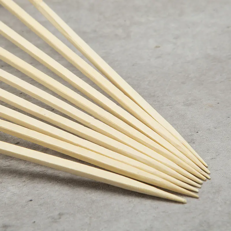 High Quality Disposable 25cm round Burger Bamboo Peddle Skewers Import Quality BBQ Cleaning Grilling Baking Sticks Bag Packaging