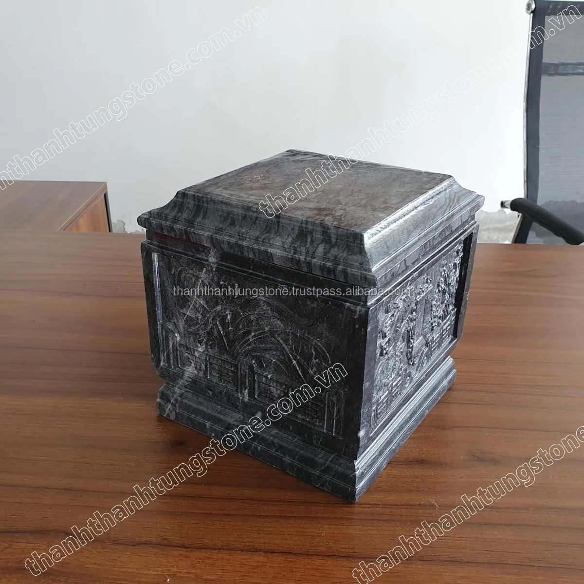 Завод Ossuary вьетнамский натуральный Резной Белый Хрустальный мрамор Ossuaries коробка для продажи