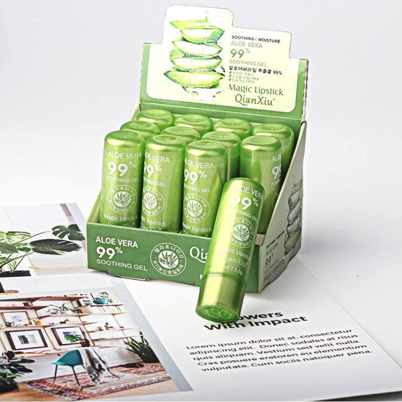 Hot Sale Long Lasting Moisturizing Lipstick Natural Nutritious Aloe Vera Temperature Change Lip Balm
