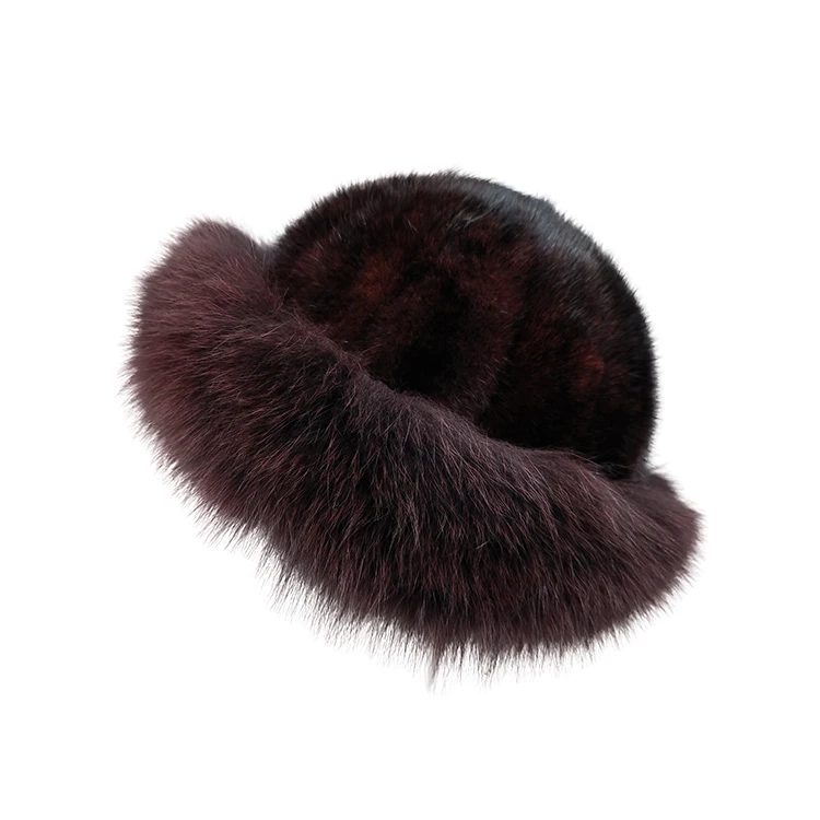 HNFY22-ZOE Lady Mink + fox round trim hat Mink top Fox Fur round