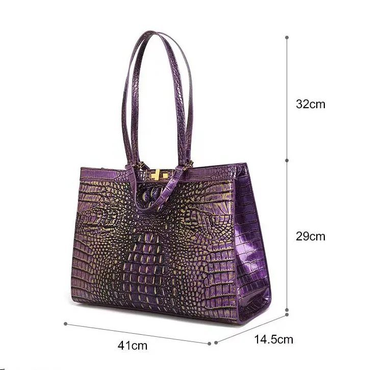 2023 Retro Luxury Ladies Handbags Alligator Tote Bag Unique Design Crocodile Patternnote Hand Bag Purse