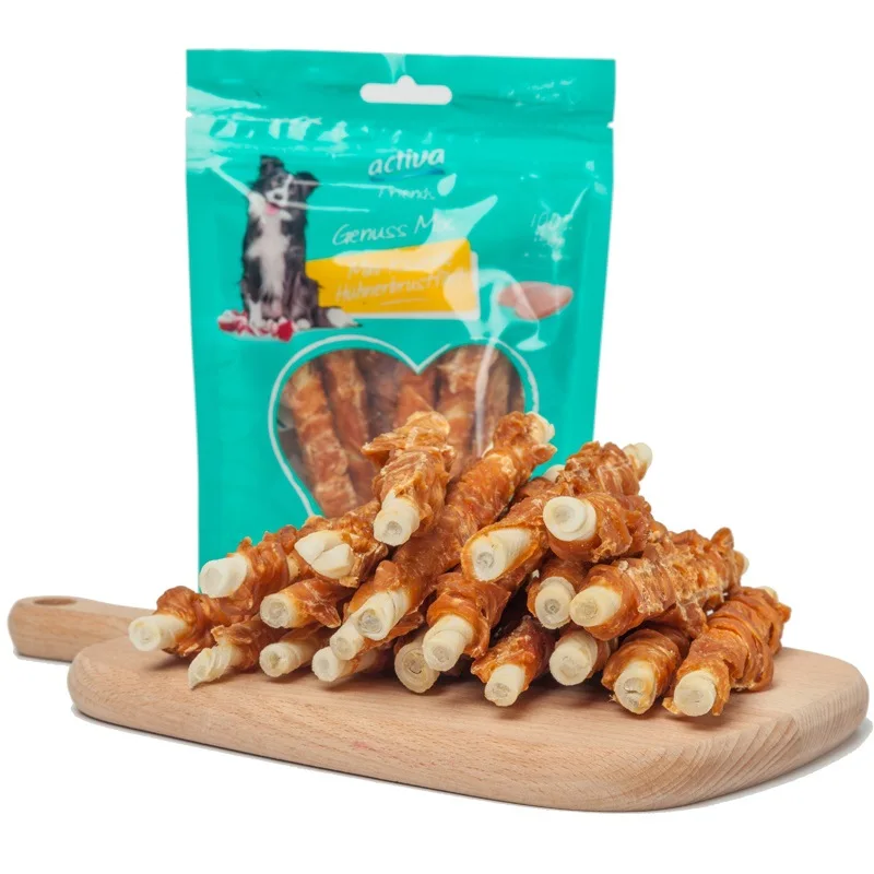 Wholesale Dog Food Manufactures Chews Chicken Meat Natural Flavor Beef hide Roll Dog Chew Treat