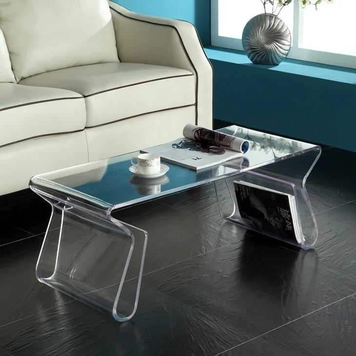 Modern bent acrylic coffee table