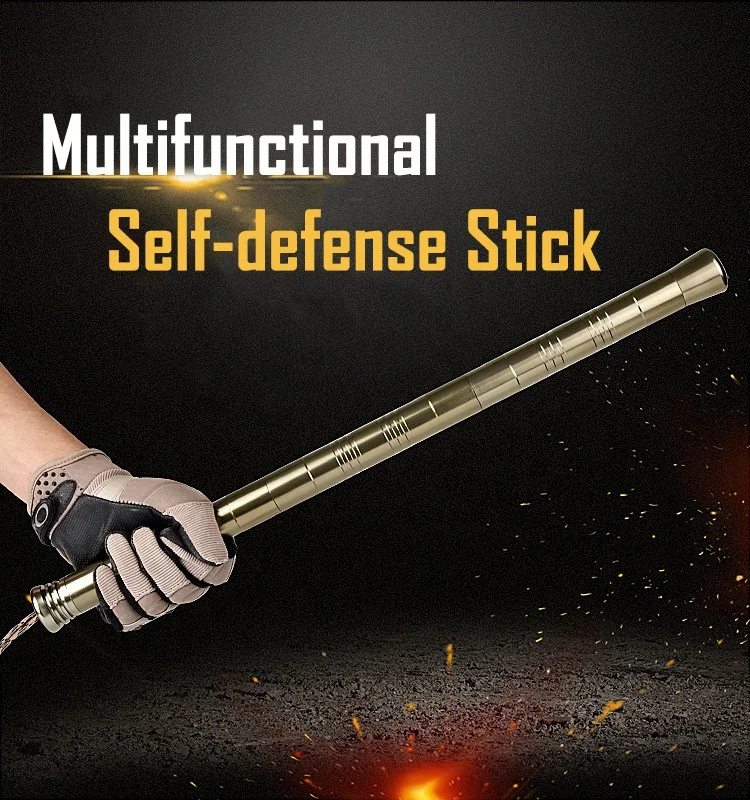New Fashion Mini Multifunction Self Defense Stick Mini Camping Self-defense Stick With Knife&fork For Picnic Multi-tools