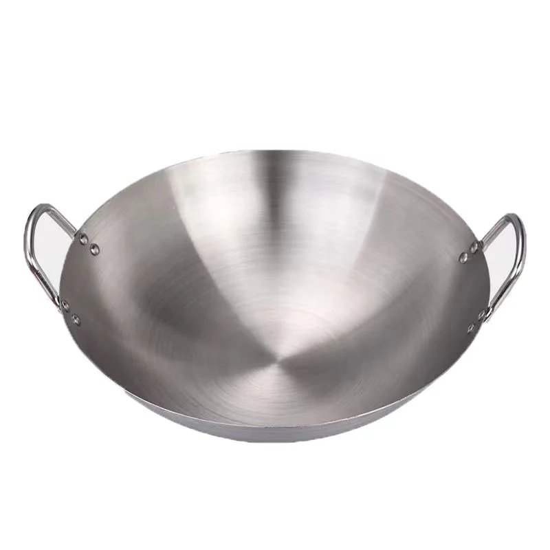 Traditional Cookware Wok  Restaurant Cooking Chinese Double Handle Stainless Steel  Kitchen Practical Extra Large Wok Pan