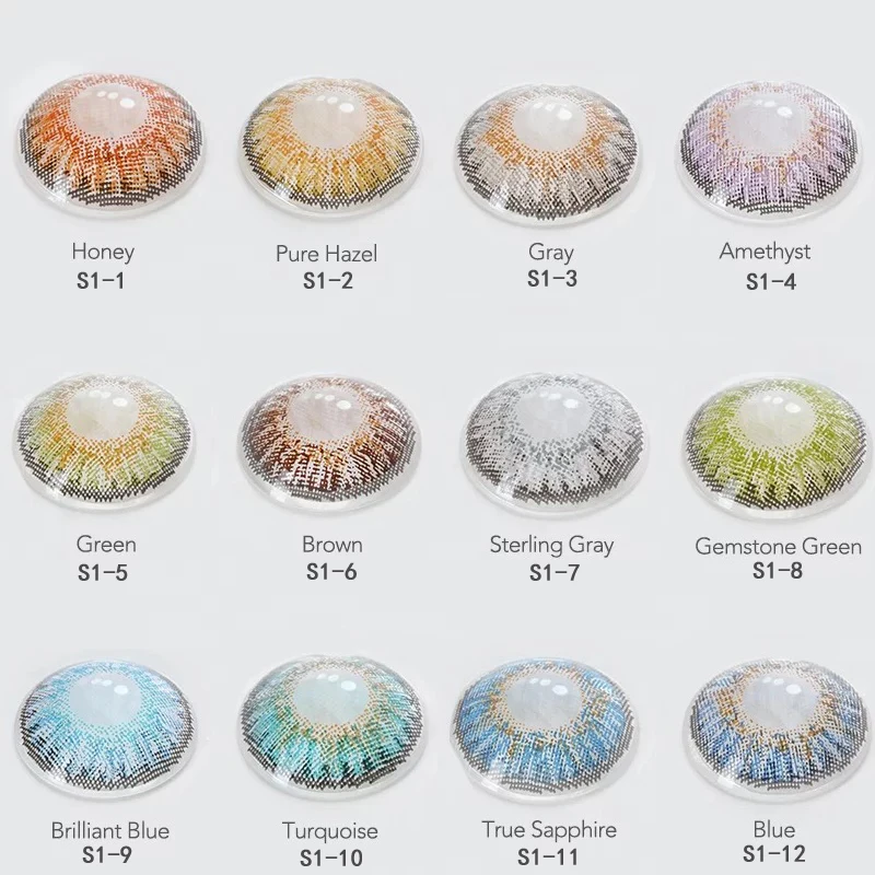 Ган-упаковка, цветные линзы для глаз, цветные, серые, свежие, женские, два предмета, мягкие многоцветные, годовые, мягкие, 14,00 мм