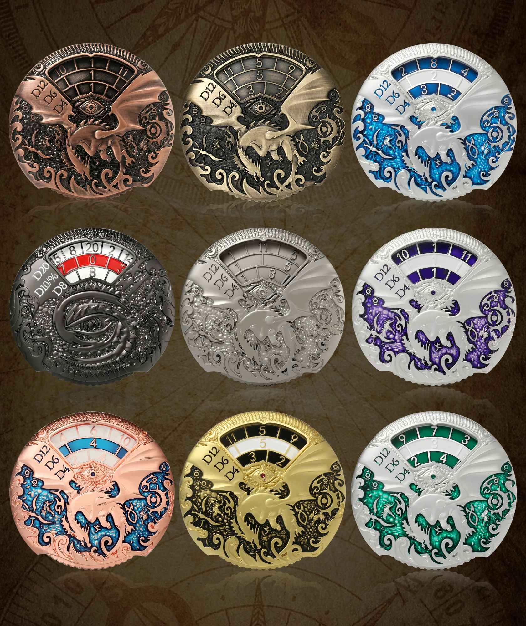 7in1 Roulette Dice D&D Spinner Dungeons and Dragons Spinning Dice Mechanical DND Dice Set with Gift Box for Dungeons and Dragons