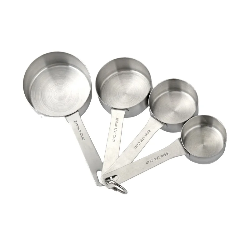 Food Grade Matt Polish Kitchen Seasoning Baking 4 Piece Stainless Steel Measuring Cooking Cup Set