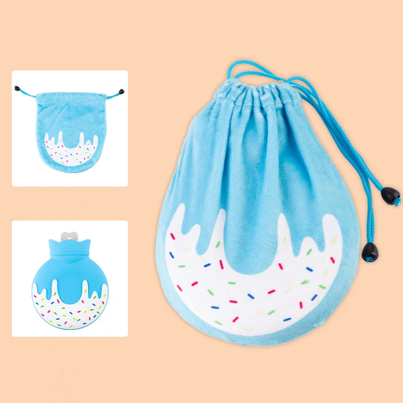 Donut Silicone Hand Warmer Cartoon Hot Water Bag Filled Water Warmer Portable Hot and Cold Bags Cold Compress Bag