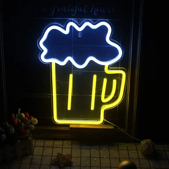  BOKUN Beer Shaped Neon Sign Led Light ins Room Decoration Manufacturer Custom Bar Pub