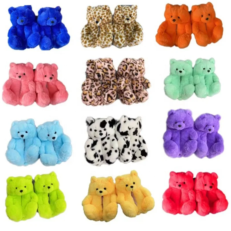 
TL02 New Arrivals 20 Colors 7C-12C Kids Teddy House Shoes Bear Slippers For Children 