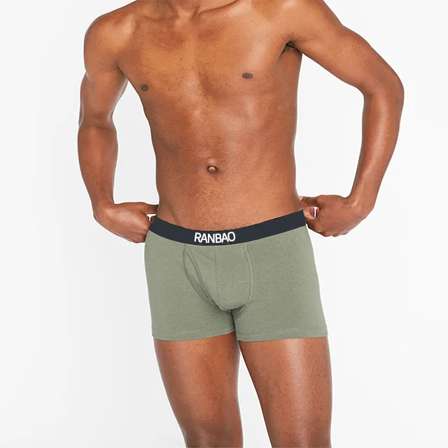 Wholesale 100% cotton mens underwear fly open design men boxer customized logo mens boxer briefs