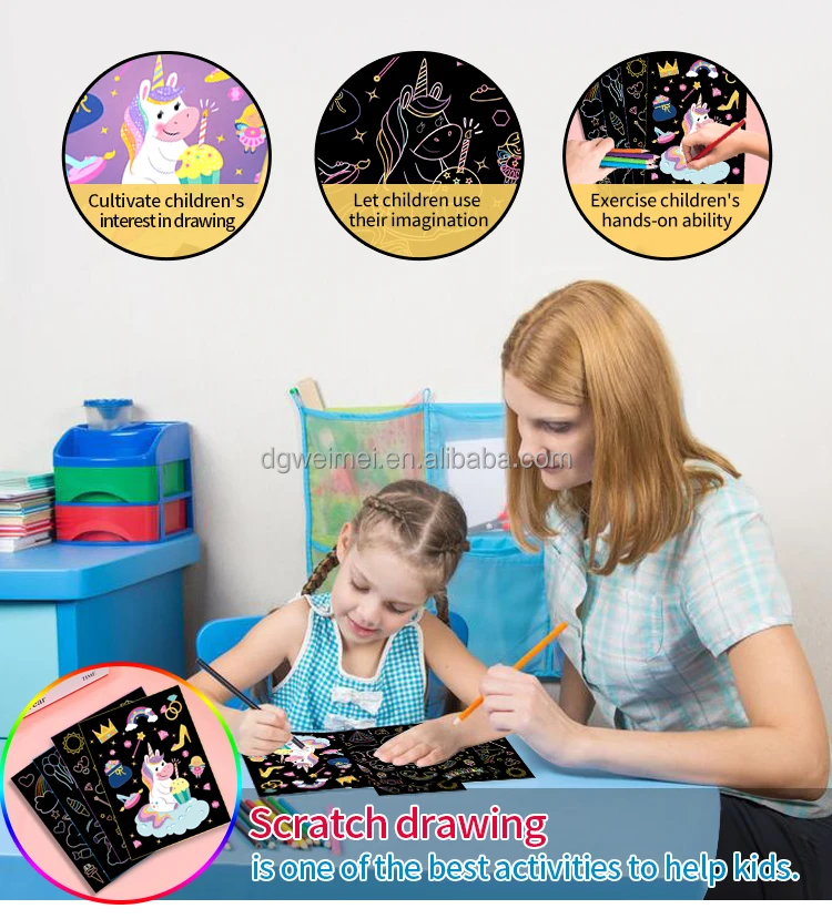 Children Scratch Drawings printings Kids Children Drawing Magic Scratch Art Note Book Rainbow Scratch Paper