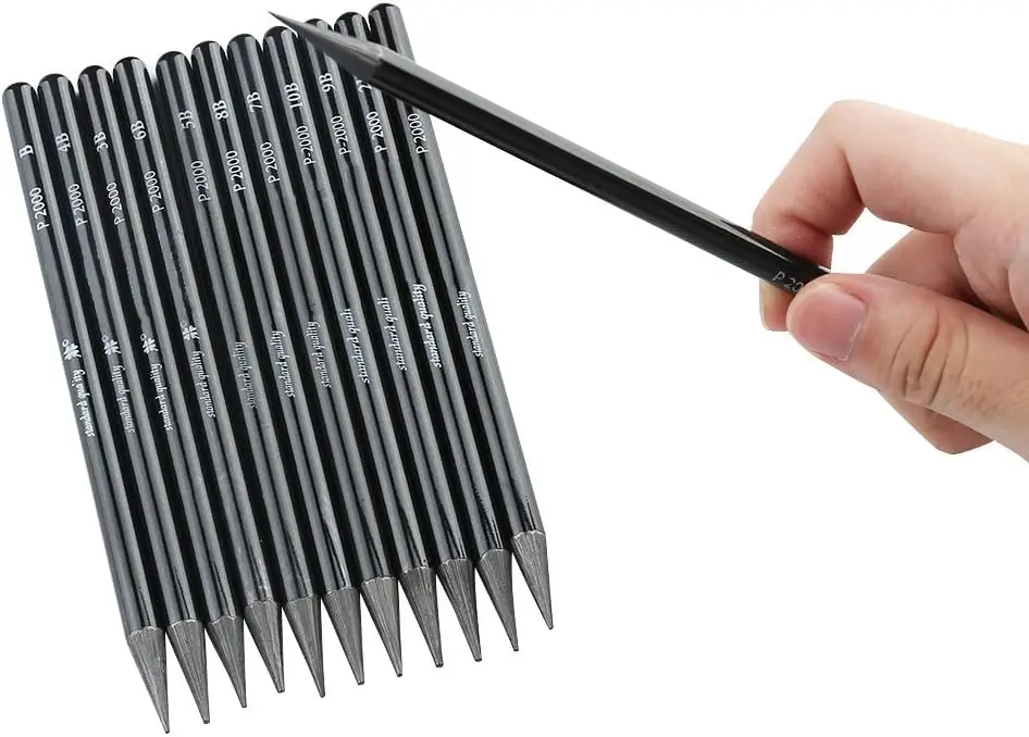 Custom Wholesale Woodless Graphite Pencil Set,HB 2B 4B 6B Art Drawing Shading For Art 11.5CM Length Sketching Pencil  Black