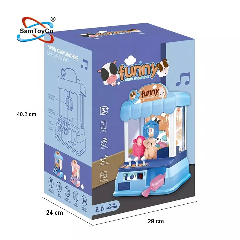 Kids Electric Plush Stuffed Toy Doll Coin Operated Games Crane Candy Vending Mini Claw Machine with Candy and Dolls