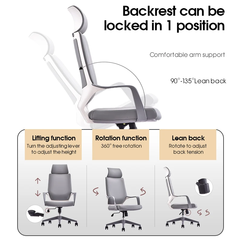 ergonomic modern luxury high back leather executive office lounge chairs with castor for sitting room